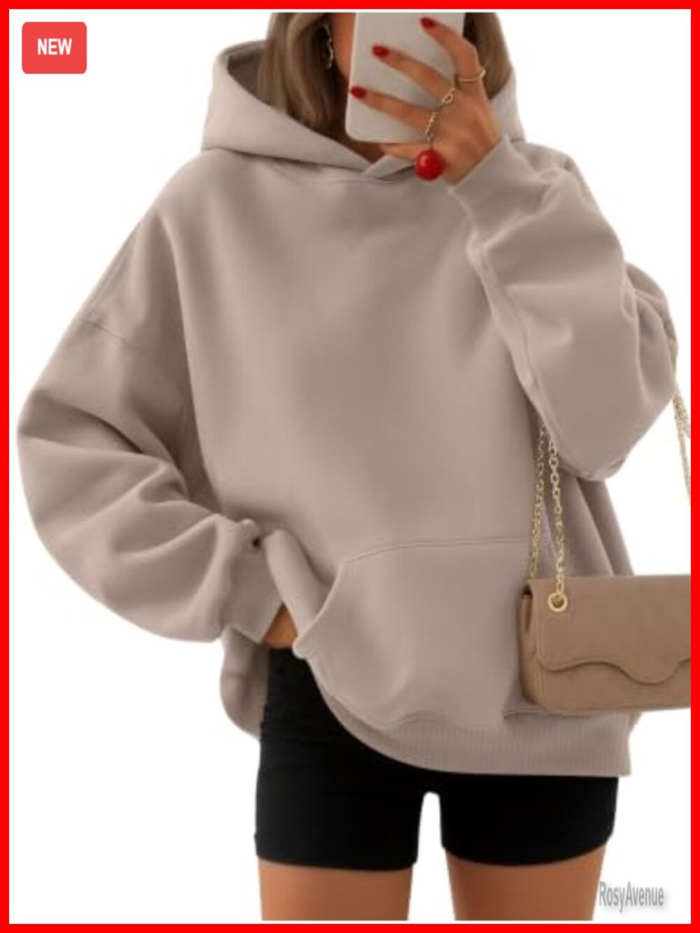Oversized Hoodie Fleece Sweatshirt Cotton Polyester Pullover